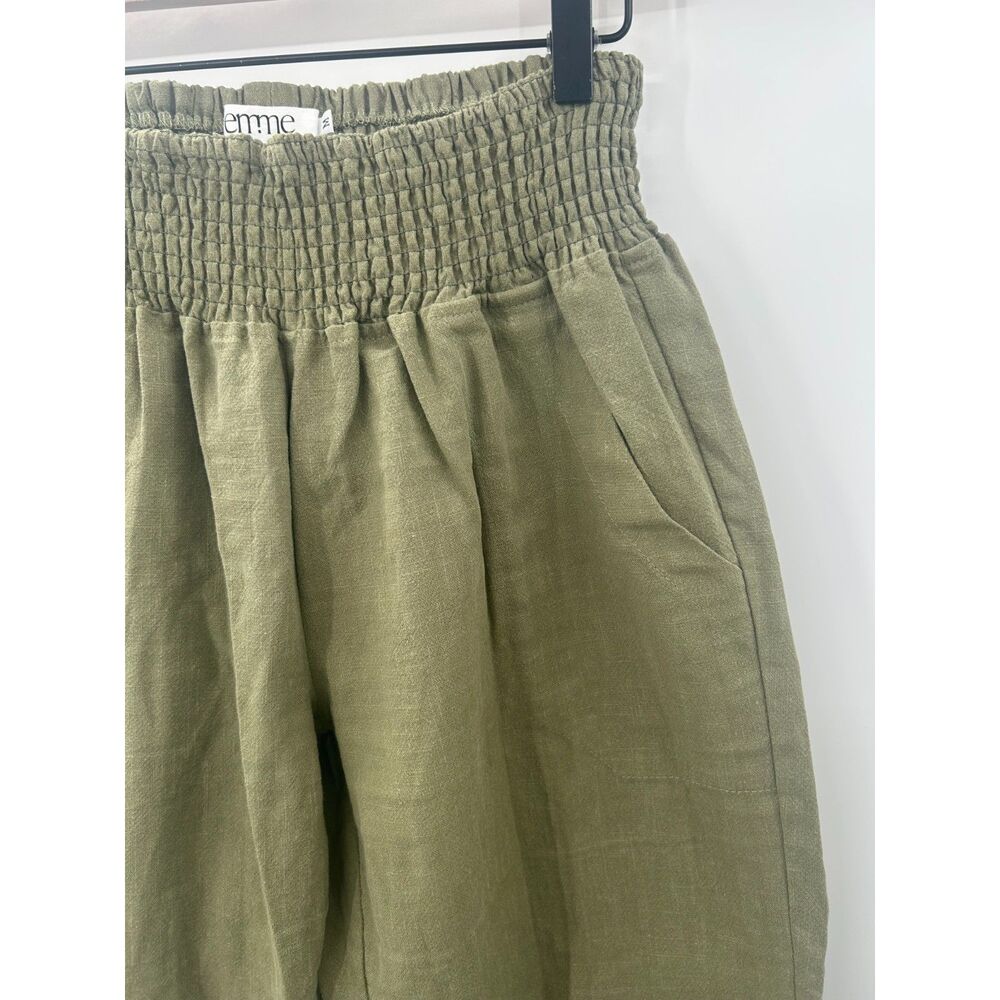 Emme Mama Maternity Transitional Pants Linen Smocked Green M - Picture 5 of 5